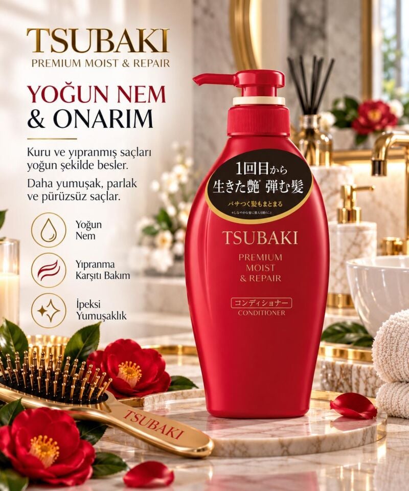 Tsubaki Premium Moist & Repair Yoğun Nemlendirici ve Onarıcı Saç Kremi 450 ml