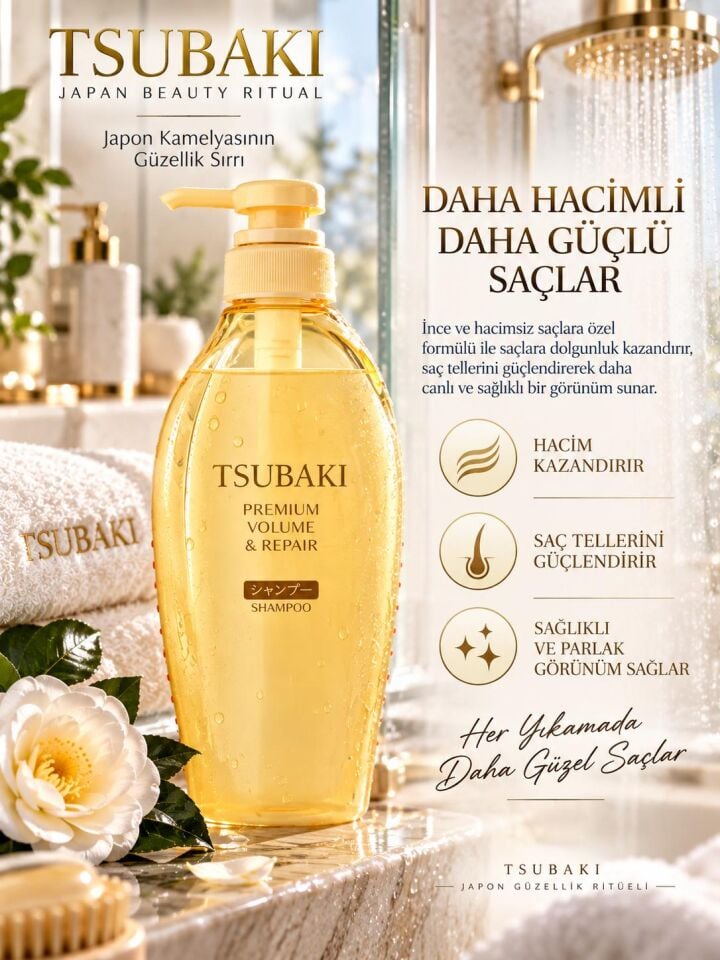 Tsubaki Premium Volume & Repair Yoğun Hacim Veren Onarıcı Şampuan 450 ml