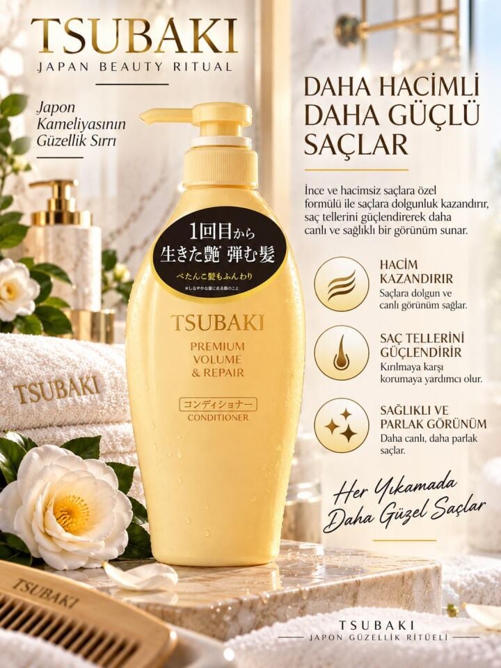 Tsubaki Premium Volume & Repair Yoğun Hacim Veren Onarıcı Saç Kremi 450 ml