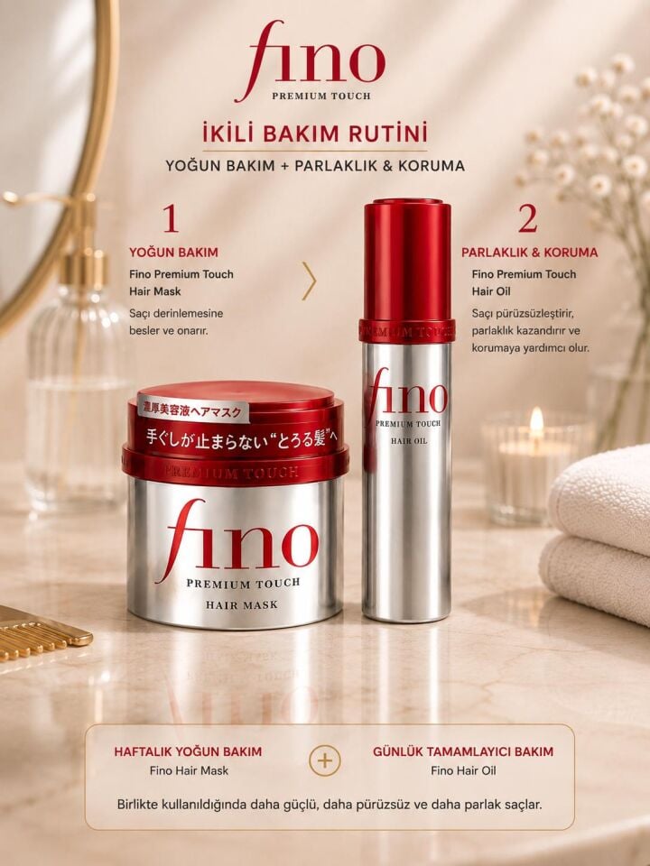 Fino Premium Touch Saç Bakım Maskesi 230 gr + Saç Bakım Yağı 70 ml Seti