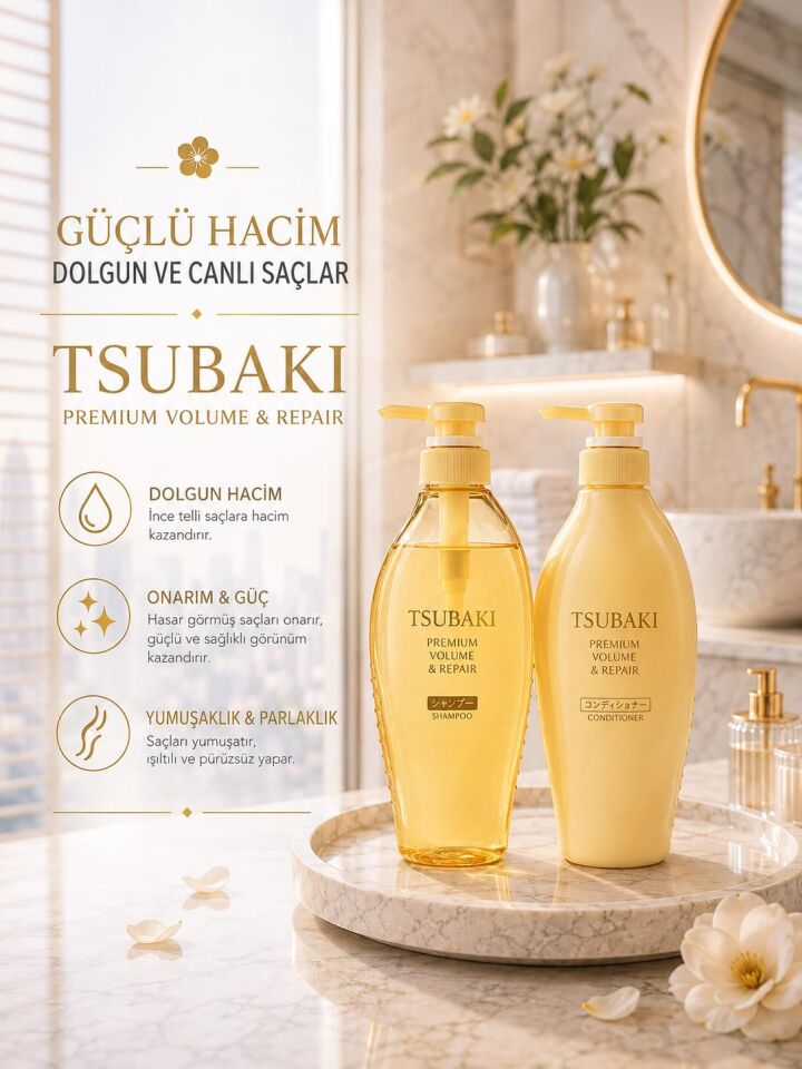 Tsubaki Premium Volume & Repair Şampuan 450 ml + Saç Kremi 450 ml Seti