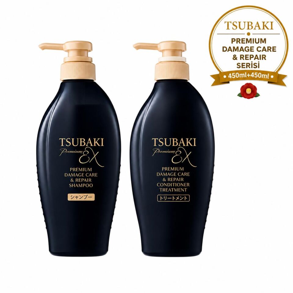 Tsubaki Premium EX Damage Care & Repair Şampuan 450 ml + Saç Kremi 450 ml Seti