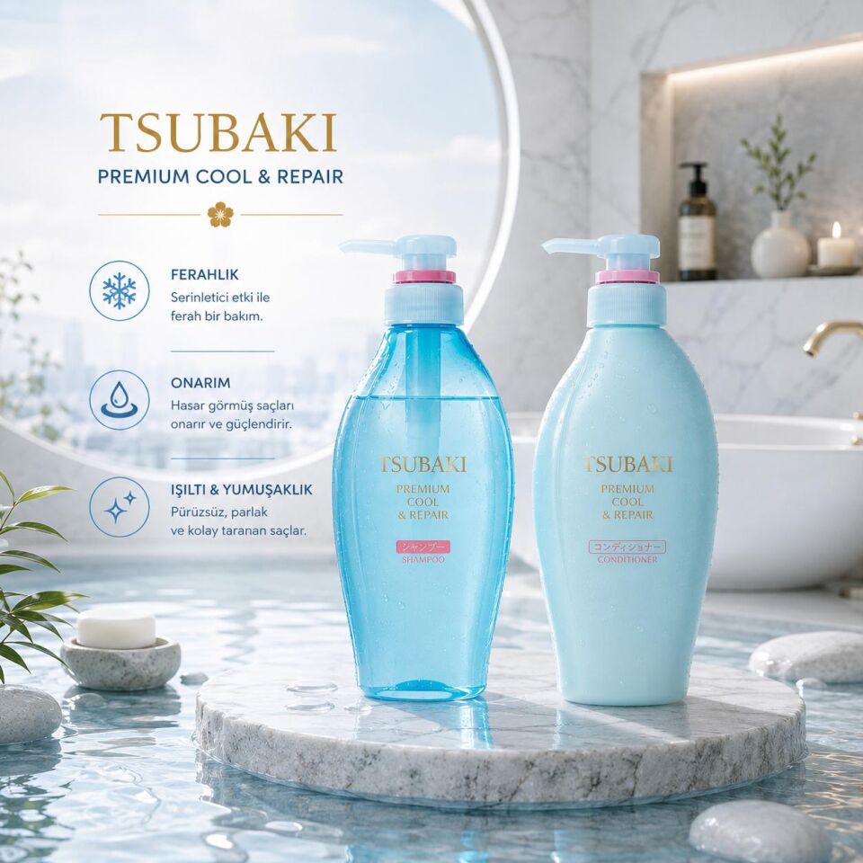 Tsubaki Premium Cool & Repair Şampuan 450 ml + Saç Kremi 450 ml Seti