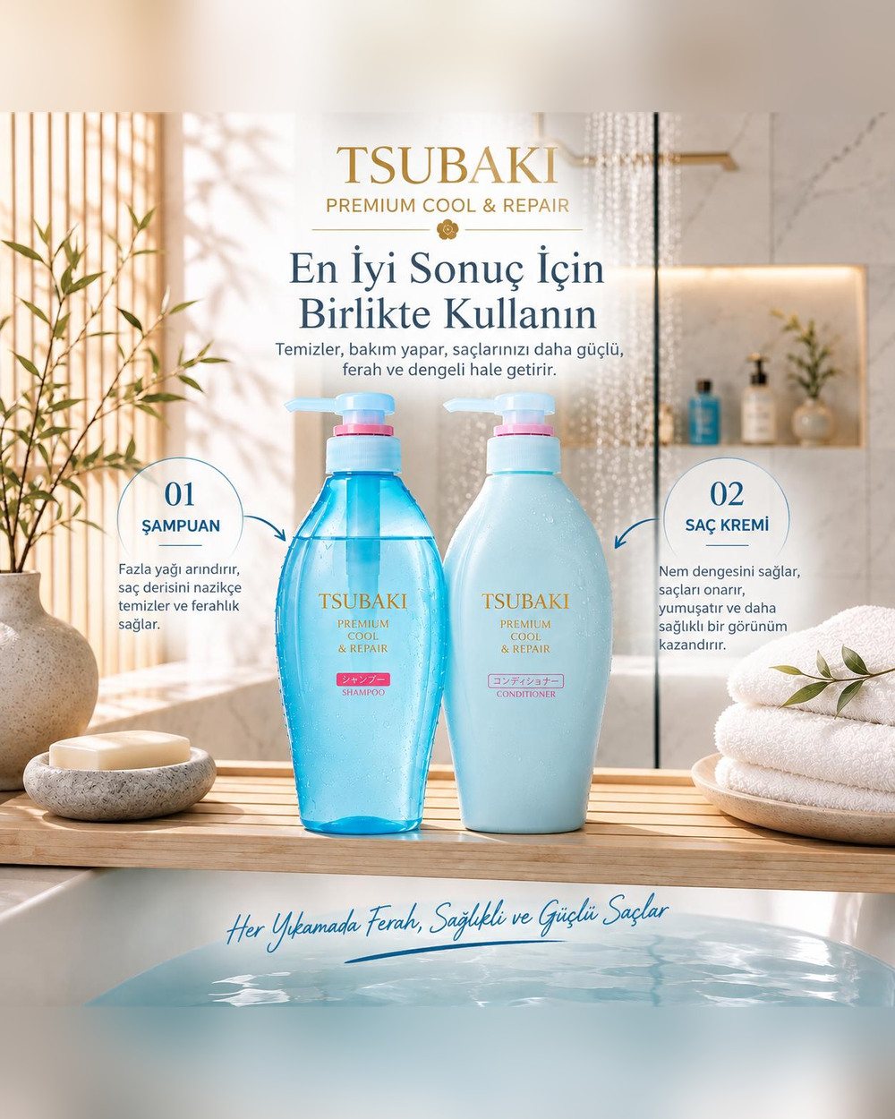 TSUBAKI Premium Cool & Repair şampuan ve saç kremi birlikte