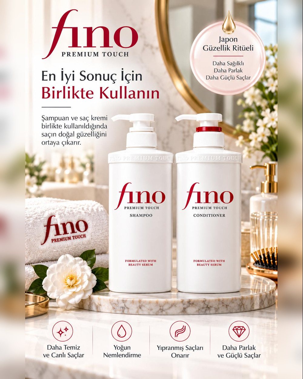 FINO Premium Touch şampuan ve saç kremi birlikte